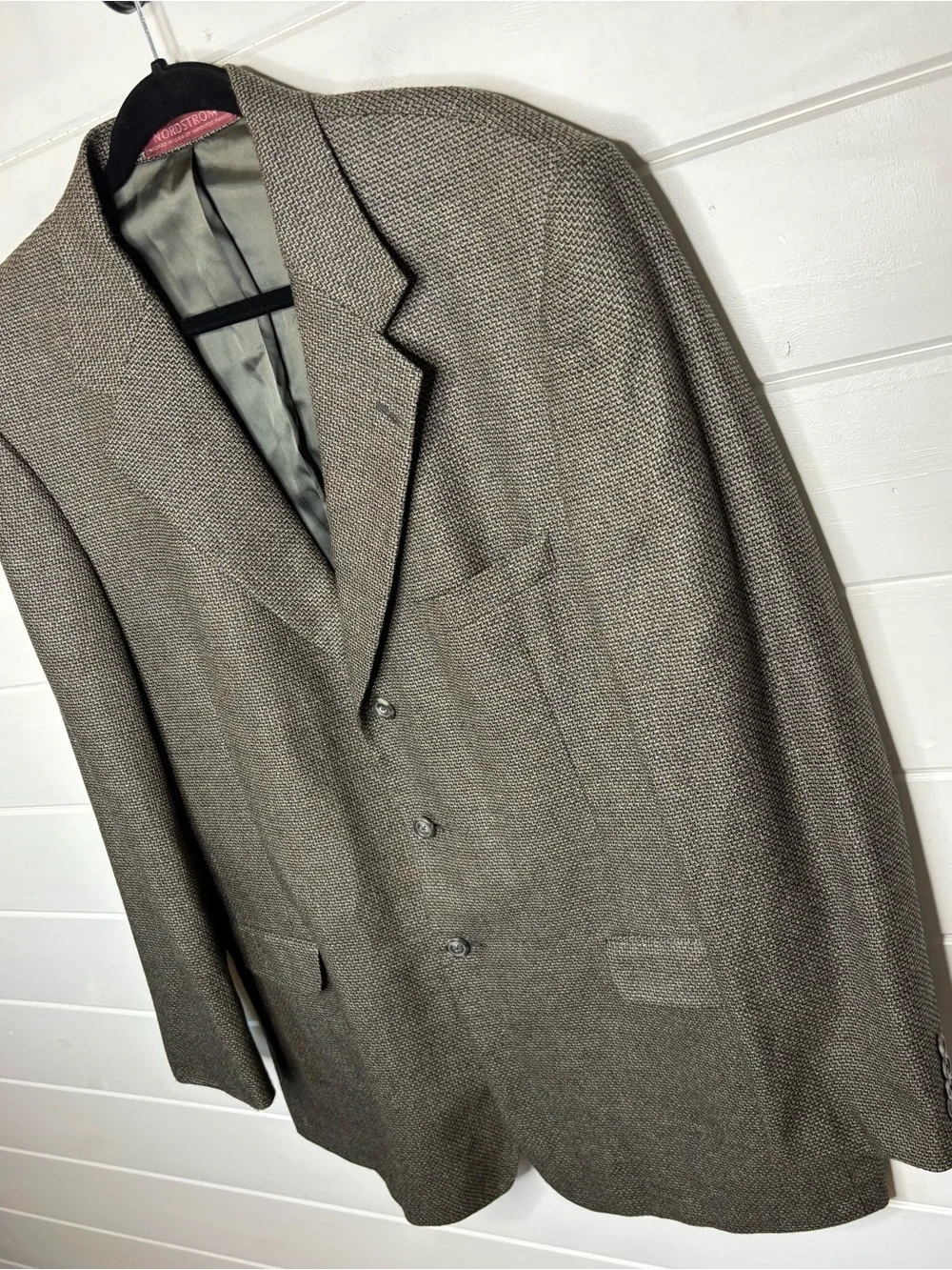 Nordstrom Men’s 44L Silk Wool Blend Blazer Brown Gray Textured Sport Coat